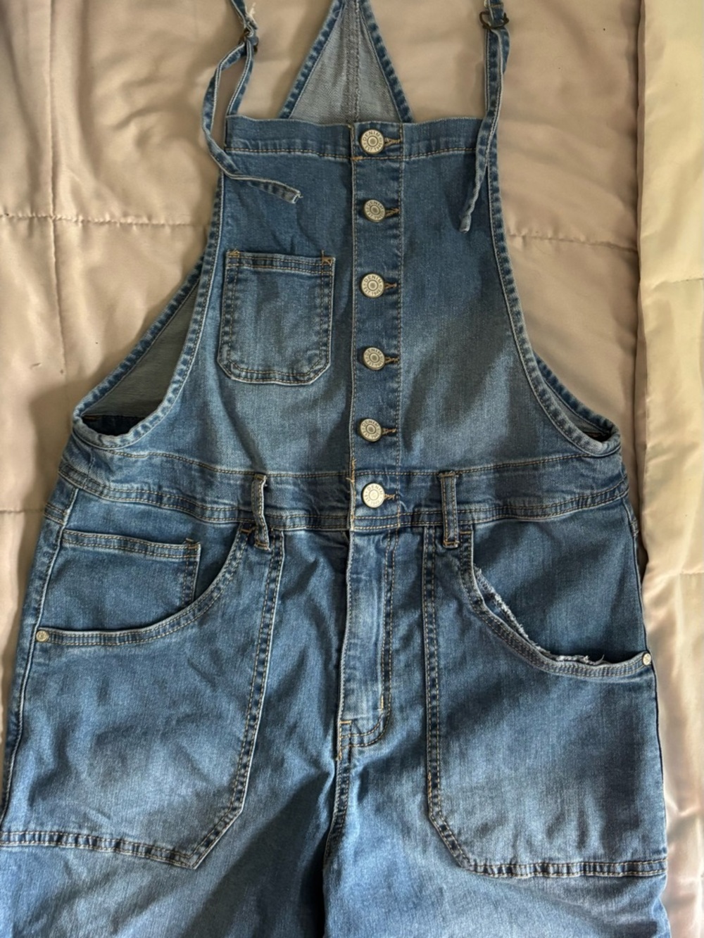 Denim Button-Front Women's Jumper in Light Blue